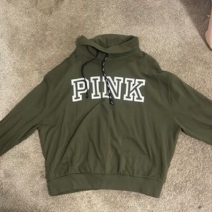 PINK sweatshirt with funnel neck (olive green)